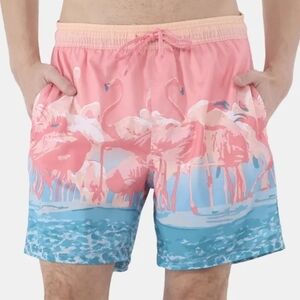 No Boundaries Pink Flamingo Swim Trunks